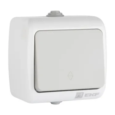 Выключатель Мурманск проходной 1-клавишный 10А IP54 серый