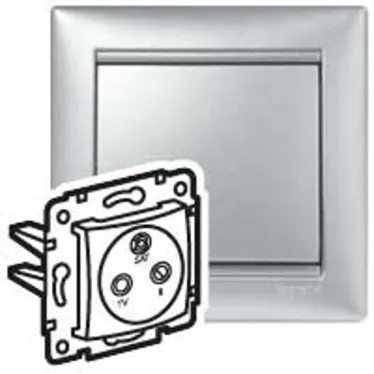 VALENA Розетка телевизионная TV-FM-SAT оконечная 10дБ алюминий