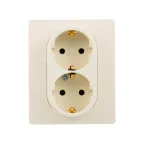 ETIKA Розетка двойная с заземлением без шторок слоновая кость