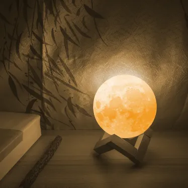 Светильник настольный NN001 3D Луна 1W 5V Li-ion 450mA D10см белый LED 1/6/24 | NN001 | Gauss