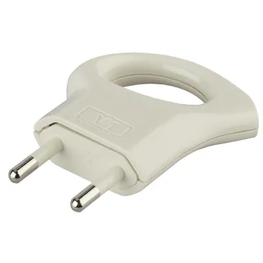 Вилка б/з 6A с кольцом непрямой ввод белая (10/200/9600) V1