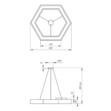 Светильник светодиодный Geometria Hexagon SPO-124-W-40K-051 51Вт 4000К 3900х800х800х80 белый подвесной