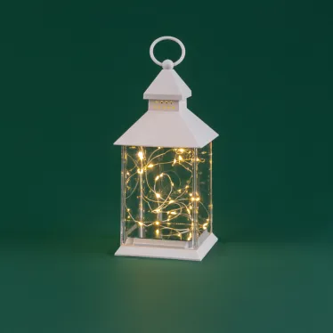 Декоративный фонарь с росой, белый корпус, размер 10,7х10,7х23,5 см, цвет теплый белый | 513-050 | NEON-NIGHT