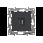 Зарядное устройство с двумя USB-разьемами тип A-тип С 240В/5В 3000мА - Etika - Цвет Антрацит