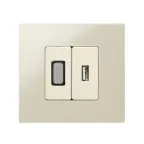 Разъем USB тип А, узкий, винты, S27 слоновая кость