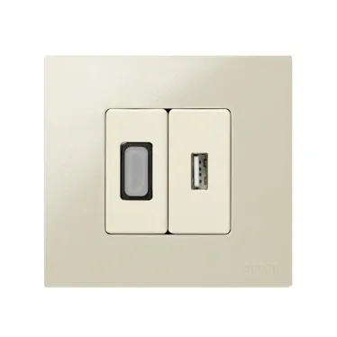 Разъем USB тип А, узкий, винты, S27 слоновая кость