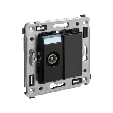 Avanti Розетка TV в стену, проходная, ''Черный квадрат''