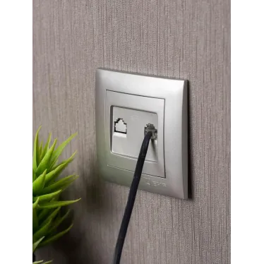 Валенсия лицевая панель розетки Phone 1-местная сталь