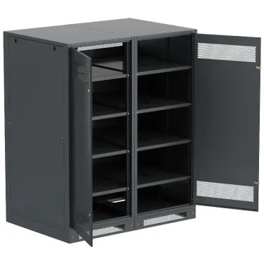 Шкаф LINEA B (пустой) 1700х1400х950мм двустворчатая металлическая дверь черный