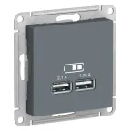 Розетка ATLASDESIGN USB 5В 1 порт x 2,1 А 2 порта х 1,05 А механизм грифель