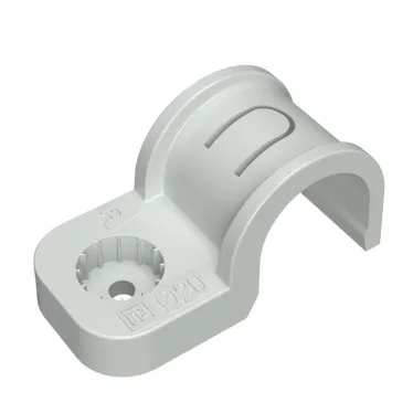 Крепеж-скоба пластиковая односторонняя для прямого монтажа серая в п/э d20 мм (10шт/550шт уп/кор)