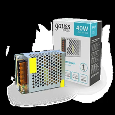 Блок питания для светодиодной ленты 40 Вт AC 176-264В Uвых 12В IP20 110х78х35мм Basic Gauss