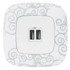 Зарядное устройство Valena ALLURE два USB-разъема 240В/5В 1500мА лицевая панель белое