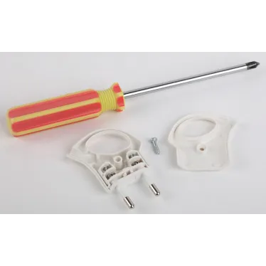 Вилка б/з 6A с кольцом непрямой ввод белая (10/200/9600) V1