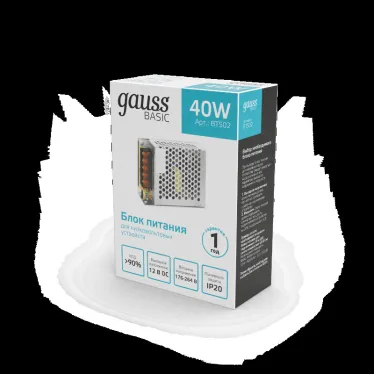 Блок питания для светодиодной ленты 40 Вт AC 176-264В Uвых 12В IP20 110х78х35мм Basic Gauss