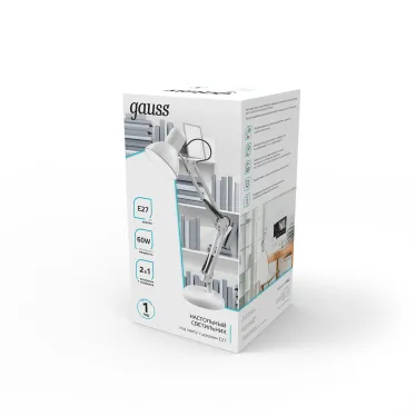 Светильник настольный GTL002 60W 220-240V E27 белый струбцина и основание 1/12 | GT0021 | Gauss