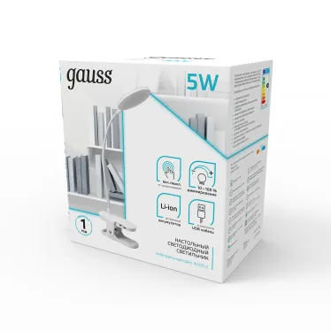 Светильник настольный GTL205 5W 330lm 4000K 5V Li-ion 1200mA белый диммируемый LED 1/25/50 | GT2051 | Gauss