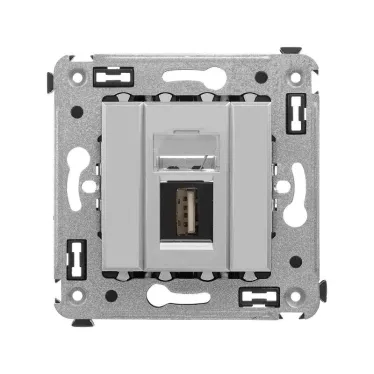 Avanti USB 2.0 розетка одинарная в стену, тип А-А, Закаленная сталь