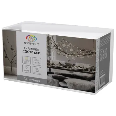 Гирлянда Сосульки 1,5х0,25 м, прозрачный провод, теплый белый цвет свечения | 303-067 | NEON-NIGHT