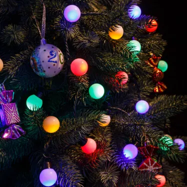 Гирлянда "Мультишарики" Ø30мм 5м, темно-зеленый ПВХ  25 диодов, цвет RGB | 303-569 | NEON-NIGHT