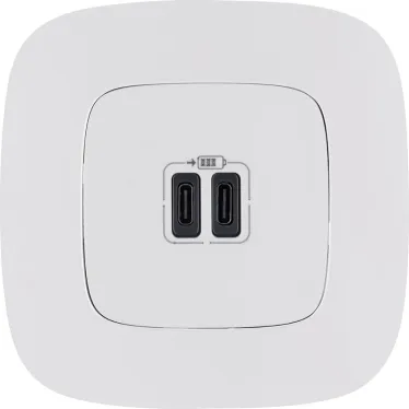 Valena ALLURE.Зарядное устройство с двумя USB-разьемами тип С-тип С 240В/5В 3000мА.С лицевой панелью.Цвет Белый