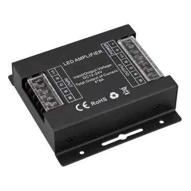 Усилитель ARL-5022-RGBW (12-24V, 4x8A, 384-768W) (ARL, IP20 Металл, 2 года)