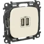 Зарядное устройство Valena ALLURE два USB-разъема 240В/5В 1500мА лицевая панель слоновая кость