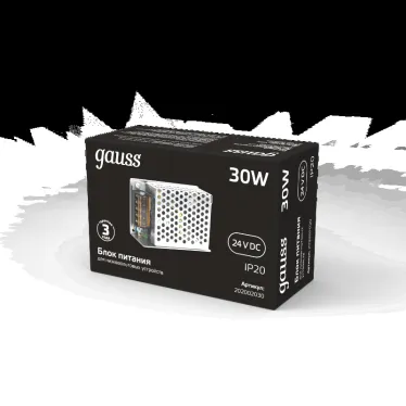 Блок питания для светодиодной ленты 30 Вт AC 100-264В Uвых 24В IP20 85х58х34мм Black Gauss