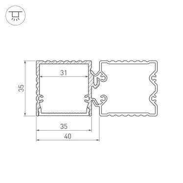 Профиль с экраном ALU-BASE-PW35S-2000 ANOD+FROST AG (металл)