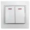 Выключатель двойной с подсветкой, 10А-250В, СУ, б.л., Plano, белый,1Э-105-01