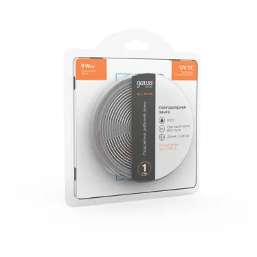 Лента светодиодная Basic LED 5050/60 12V 8W/m 800lm/m 3000K 10mm IP20 2m 1/100 | BT020 | Gauss