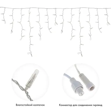 Гирлянда Айсикл (бахрома) светодиодный, 4,8 х 0,6 м, прозрачный провод, 230 В, диоды синие,  176 LED | 255-143 | NEON-NIGHT