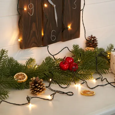 Гирлянда "Твинкл Лайт" 4 м, темно-зеленый ПВХ, 25 LED, цвет ТЕПЛЫЙ БЕЛЫЙ