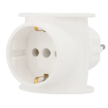 Тройник электрический универсальный 16 А одно гнездо с заземлением белый | 11-1080 | REXANT