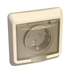 ЭТЮД Розетка скрытая с заземлением со шторками бежевая брызгозащищенная IP44