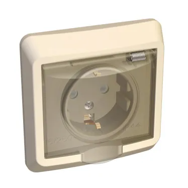 ЭТЮД Розетка скрытая с заземлением со шторками бежевая брызгозащищенная IP44