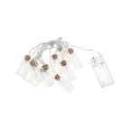 Гирлянда светодиодная Баночки 1,5 м, 10 LED, прозрачный ПВХ, цвет свечения теплый белый, 2 х АА (батарейки не в комплекте) | 303-096 | NEON-NIGHT
