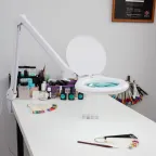 Лупа на струбцине , круглая, 5D, с подсветкой 72 LED, регулятор яркости, белая | 31-0532 | REXANT