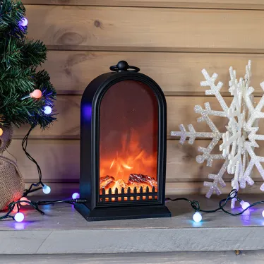 Светодиодный камин Фьюжн с эффектом живого огня 14,7x11,7x25 см, батарейки 2хС (не в комплекте) USB, черный | 511-039 | NEON-NIGHT