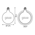 Лампа светодиодная LED Filament G125 E27 2,5W Golden 200lm 2000K 1/20 | 175802003 | Gauss