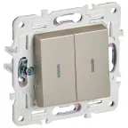 SKANDY Выключатель 2-клавишный с индикацией 10А SK-V09Sh шампань IEK