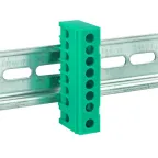 Шина 0 PE (6х9мм) 8 отверстий латунь зеленый изолированный корпус на DIN-рейку PROxima