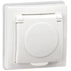 КВАРТА Розетка одноместная РСбш10-3-КБ-44 с заземляющим контактом с защитными шторками и крышкой 16А IP44 белый