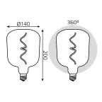 Лампа светодиодная LED Filament Flexible V140-DC Pink-Clear E27 5W 200lm 1800K 140*200mm 1/6 | 1010802105 | Gauss