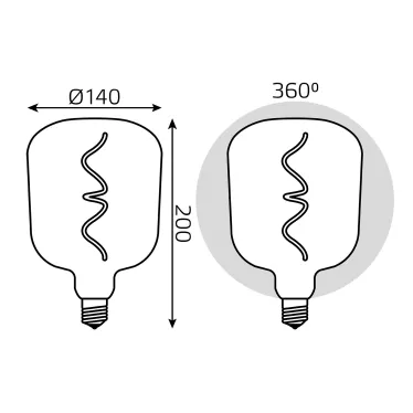 Лампа светодиодная LED Filament Flexible V140-DC Pink-Clear E27 5W 200lm 1800K 140*200mm 1/6 | 1010802105 | Gauss