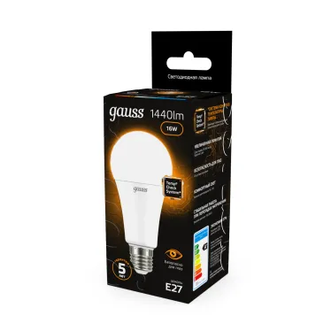 Лампа светодиодная Black LED A60 16W E27 1420m 3000K | 102502116 | Gauss