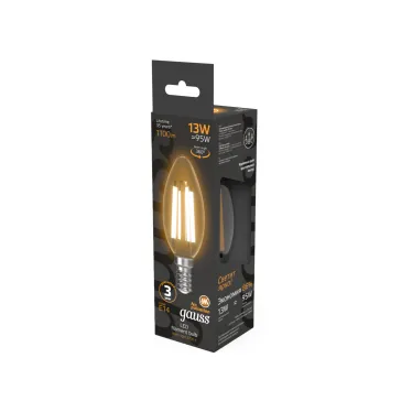 Лампа светодиодная Filament Свеча 13W 1100lm 2700К Е14 LED 1/10/50 | 103801113 | Gauss