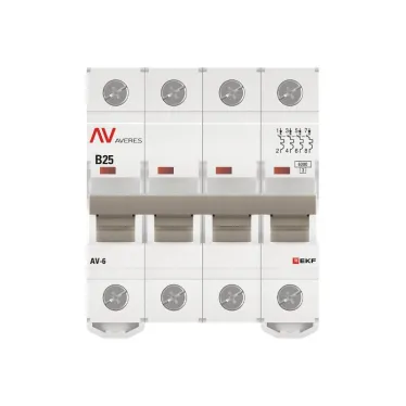 Выключатель автоматический AV-6 4P 25A (B) 6kA AVERES