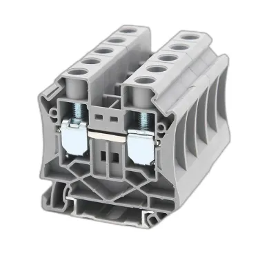 Клемма проходная, винтовой зажим, 2 точки подключения, 16 кв.мм, серая