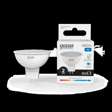 Лампа светодиодная LED 9 Вт 680 лм 6500К софит MR16 холодный GU5.3 AC 220В Elementary Gauss